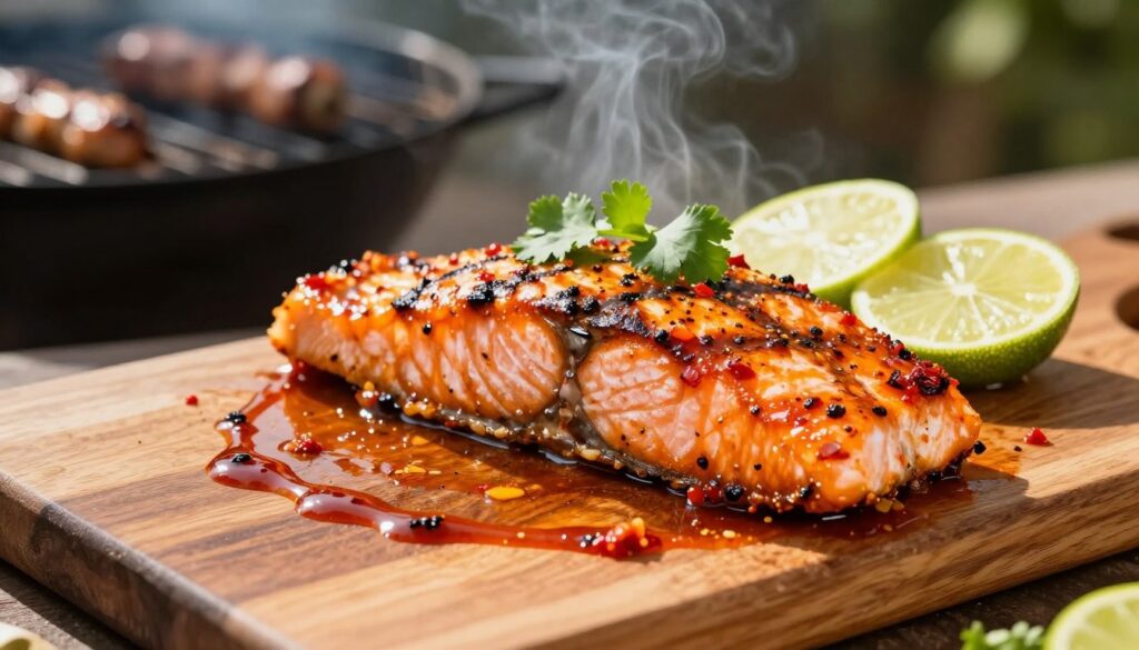 Grilled Salmon with Spicy Marinade Grilled Salmon with Spicy Marinade