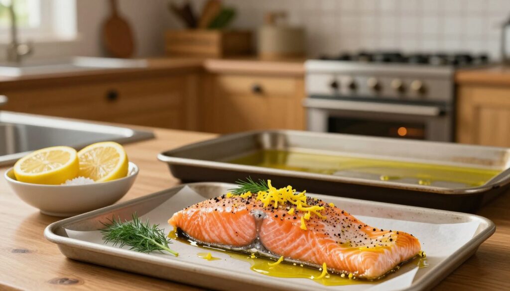 Oven Baked Lemon-Pepper Salmon Preparation
