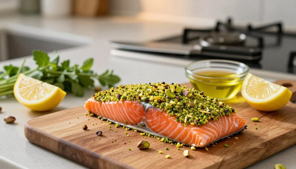 Pistachio Crusted Salmon Preparation