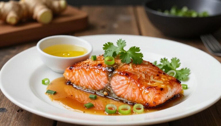 Salmon with ginger glaze