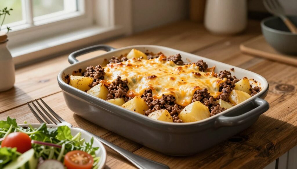 Comfort Food Cheesy Ground Beef and Potatoes