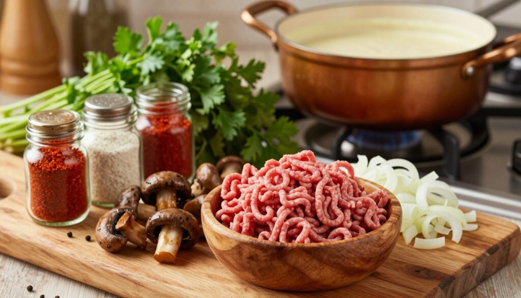 Ground Beef Stroganoff Ingredients