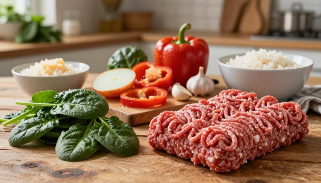Ground Beef and Spinach Casserole Ingredients