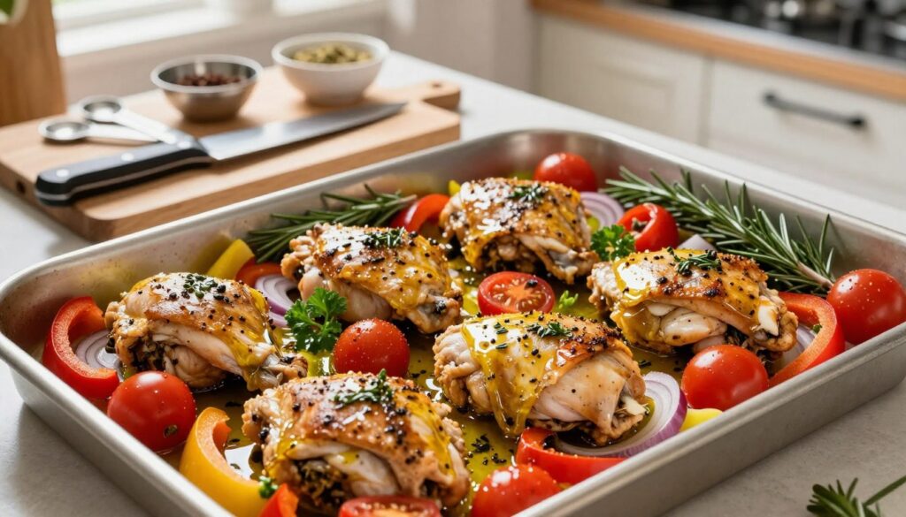 Mediterranean Chicken Sheet Pan Preparation
