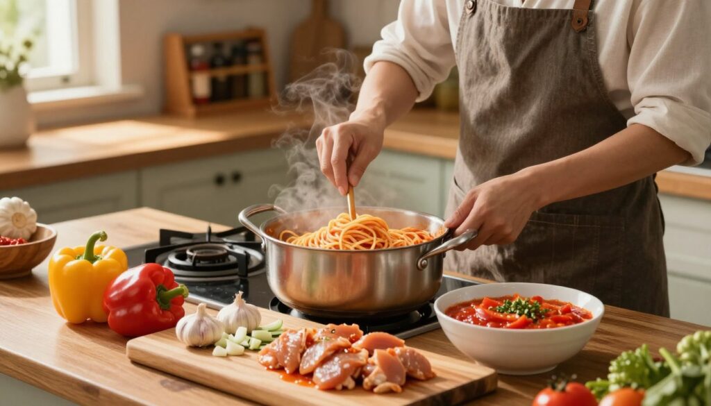 Preparing Chicken Spaghetti in Advance