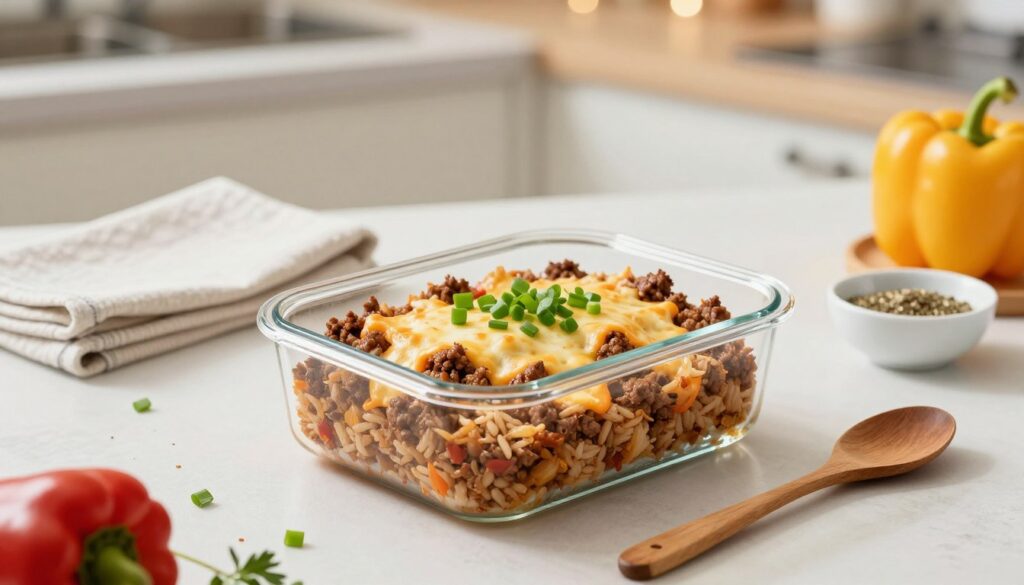 Storing ground beef and rice dish