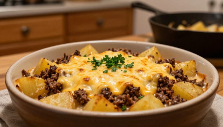 cheesy ground beef and potatoes