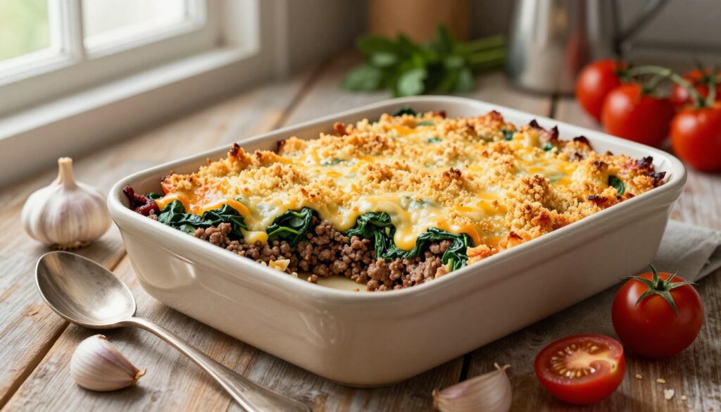 ground beef spinach casserole
