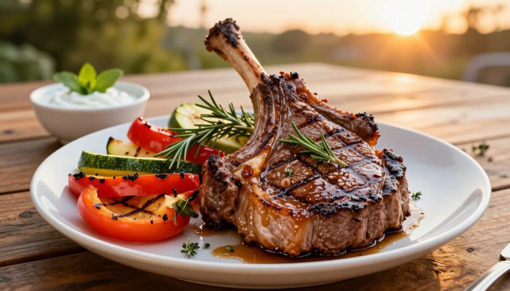 Grilled lamb shoulder steaks