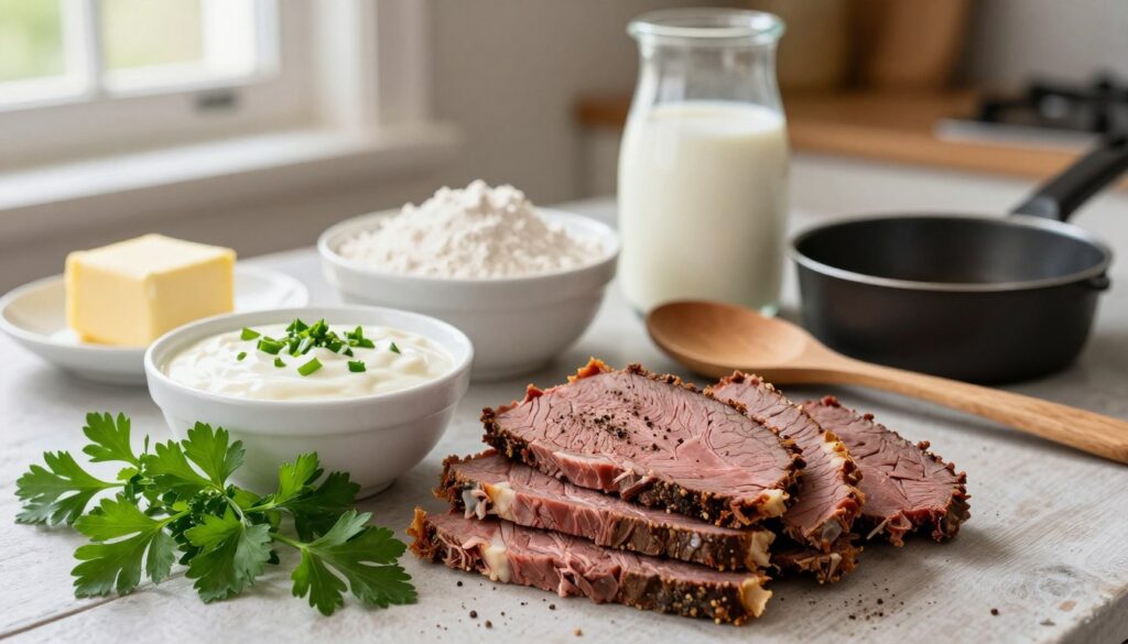 Homemade Creamed Chipped Beef Ingredients Homemade Creamed Chipped Beef Ingredients