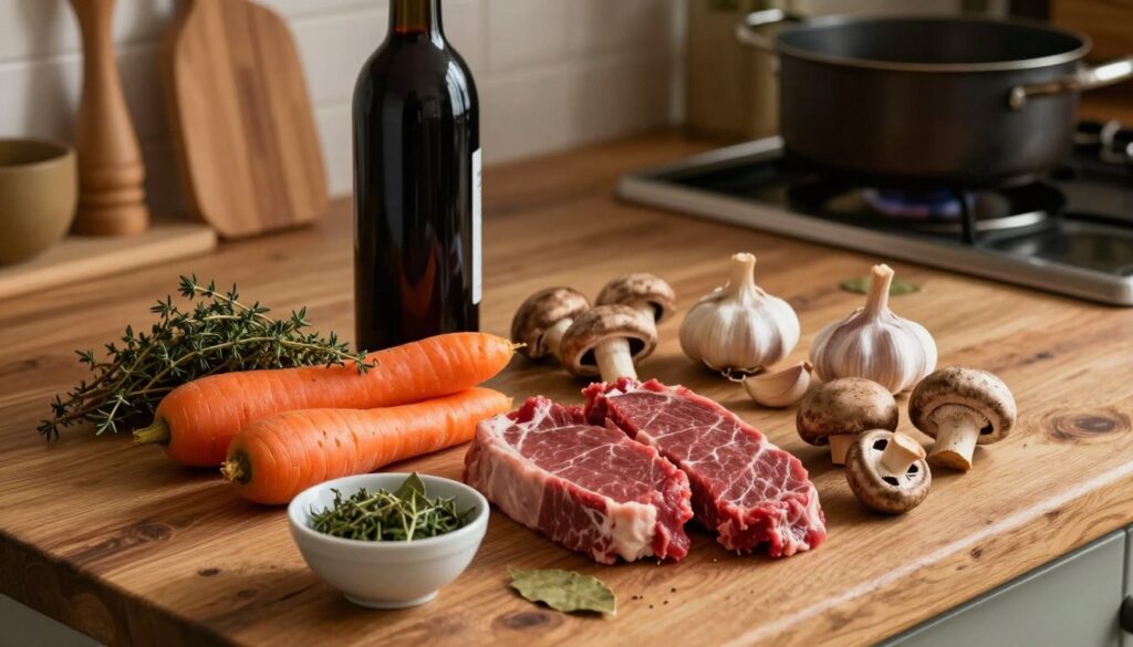 Ingredients for Beef Bourguignon