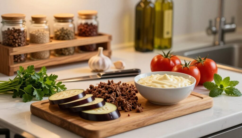 Moussaka Ingredients Preparation Moussaka Ingredients Preparation