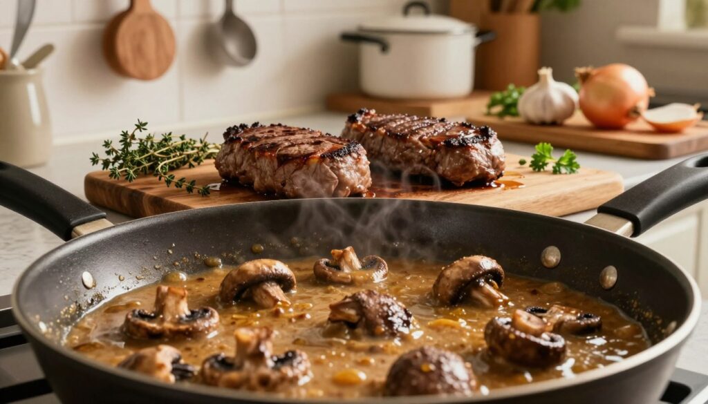 Salisbury Steak Mushroom Gravy Preparation
