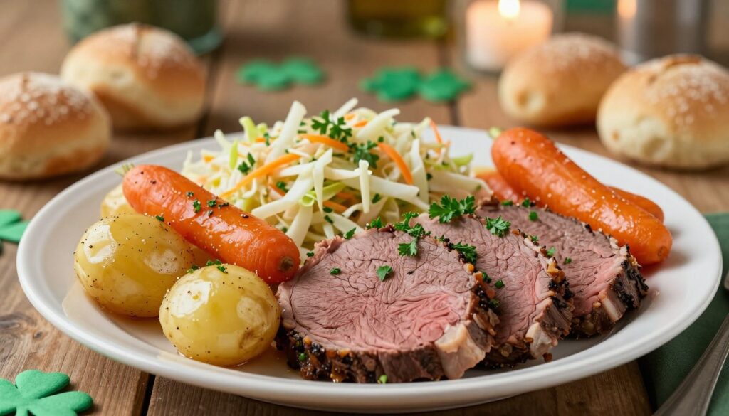 St. Patrick's Day corned beef plating