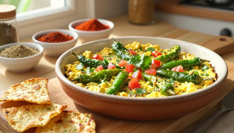 Green chile tortilla scramble