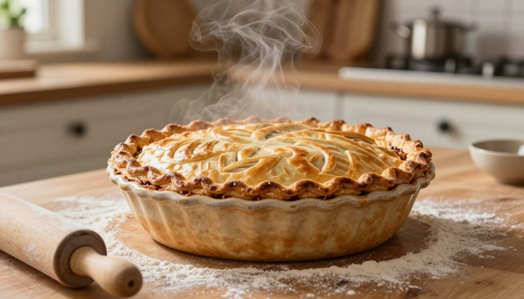 beef pot pie crust golden brown baking