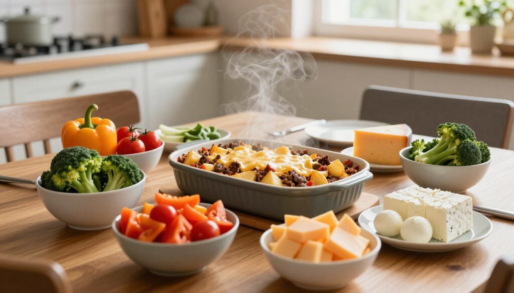 family meal idea customization with various vegetables and cheese options