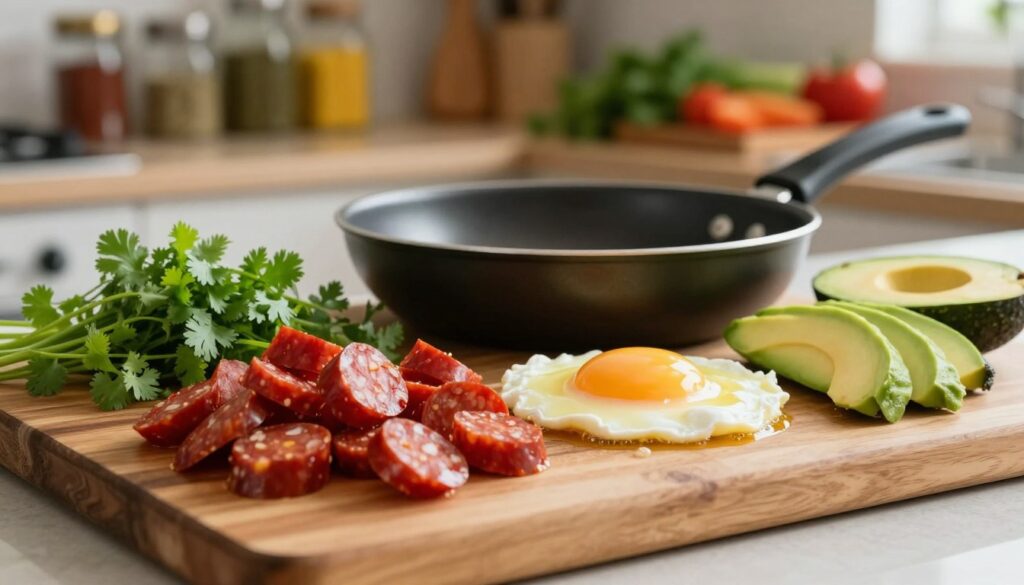 ingredients for chorizo and eggs ingredients for chorizo and eggs