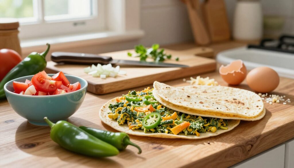 ingredients for green chile tortilla scramble