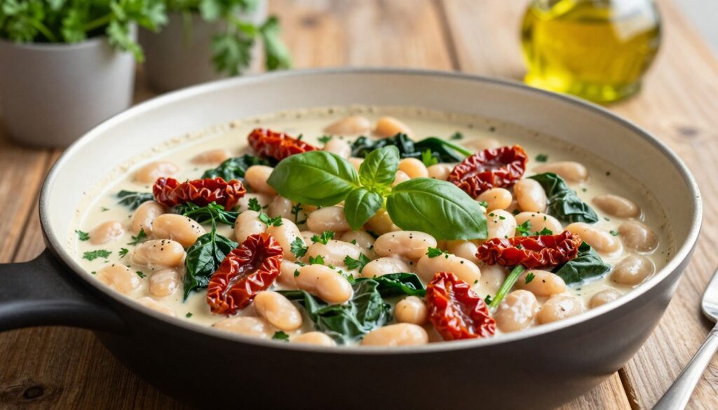 4 One-Pan Creamy Tuscan White Bean Skillet Recipes creamy tuscan white bean skillet