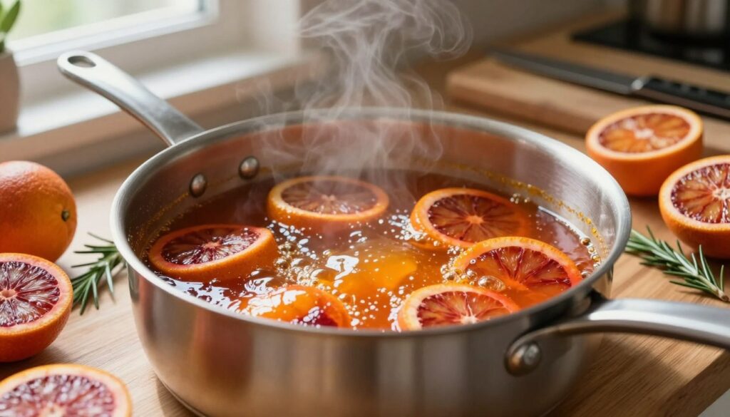 flavorful glaze reduction in saucepan flavorful glaze reduction in saucepan