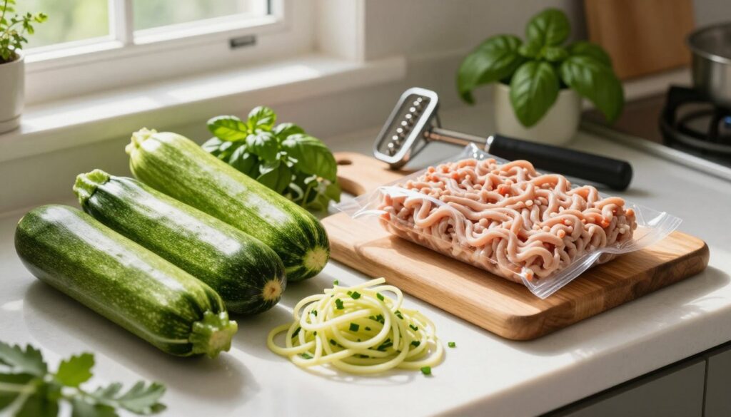 fresh zucchini and ground turkey ingredients for nutritious zoodle recipes fresh zucchini and ground turkey ingredients for nutritious zoodle recipes