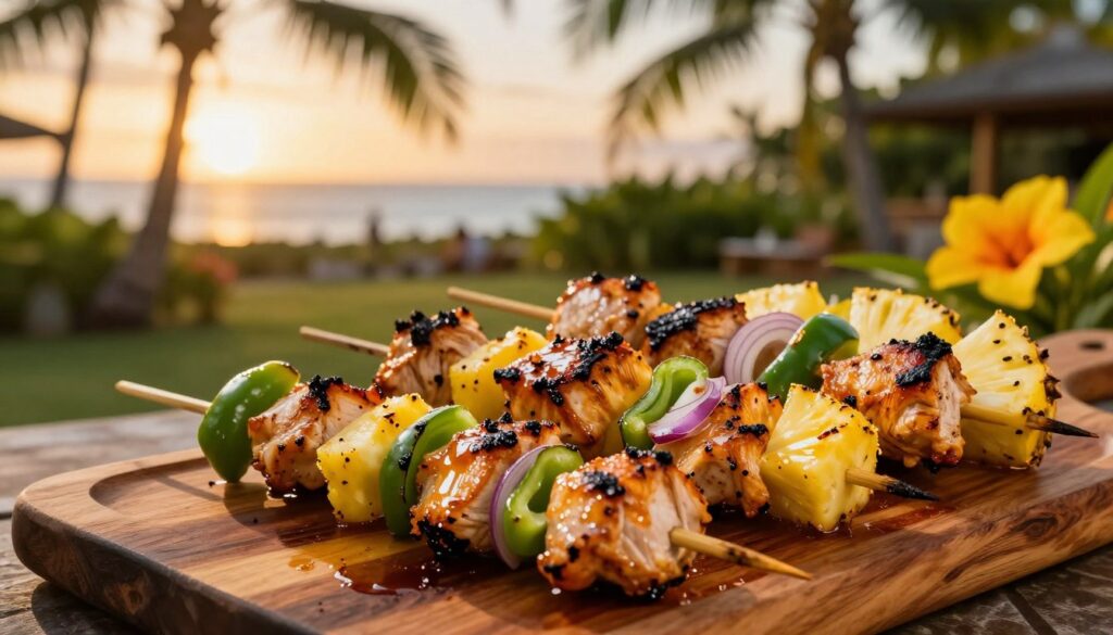 hawaiian chicken pineapple kabobs