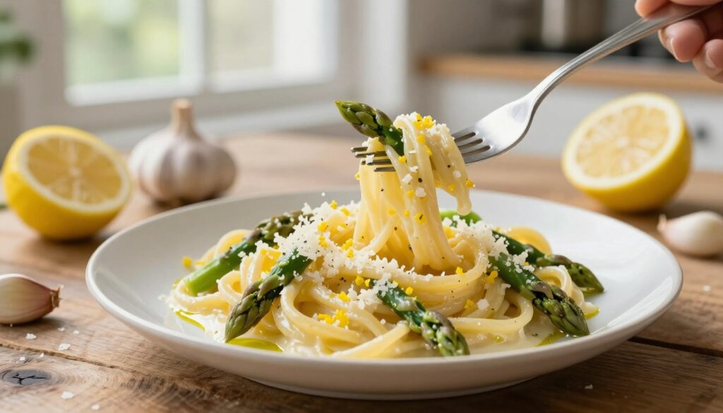 lemon asparagus pasta with garlic preparation lemon asparagus pasta with garlic preparation