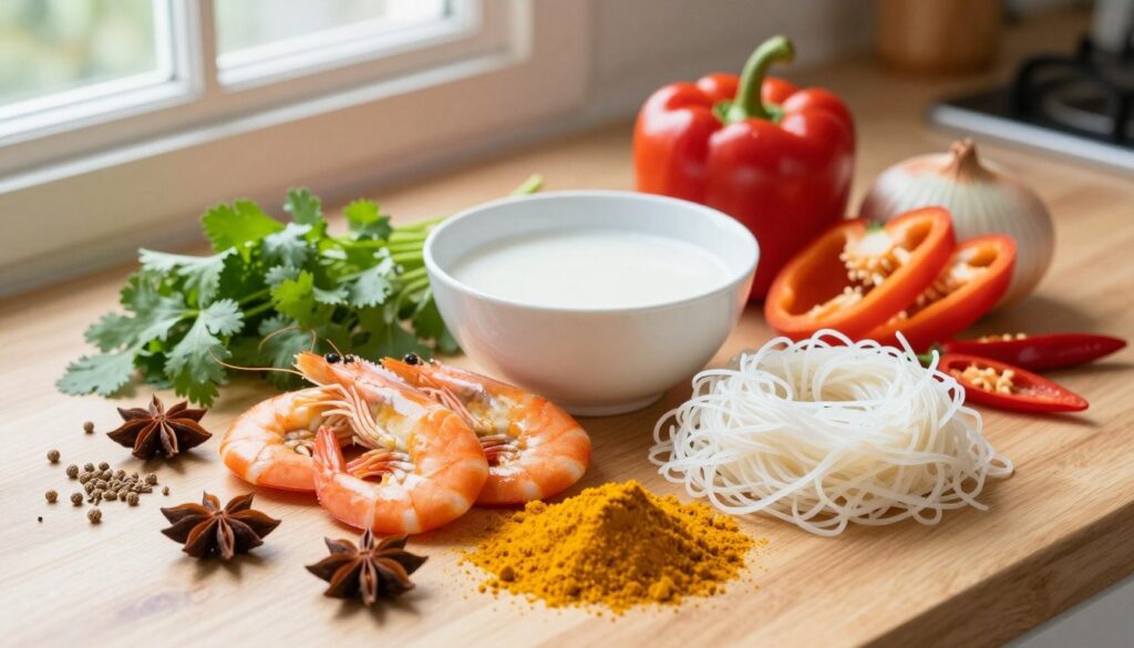 singapore noodle curry shrimp ingredients and spices