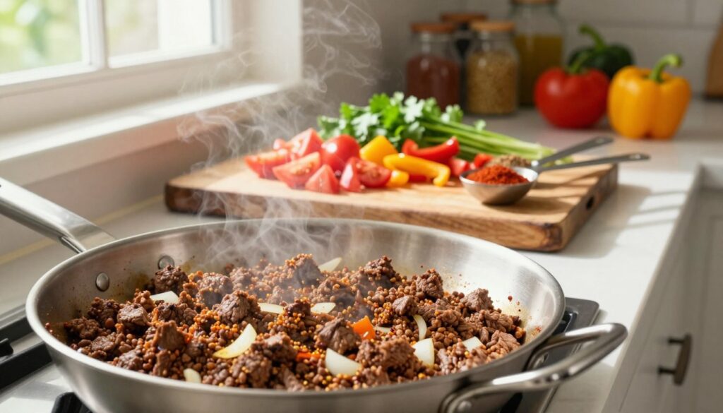 Flavorful taco filling preparation