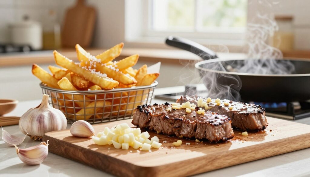 garlic steak fries preparation