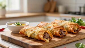 homemade steak and cheese eggrolls