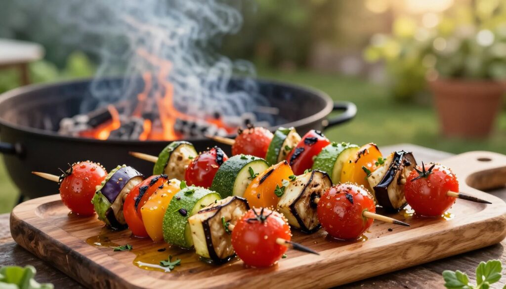 Grilled vegetables on skewers Grilled vegetables on skewers