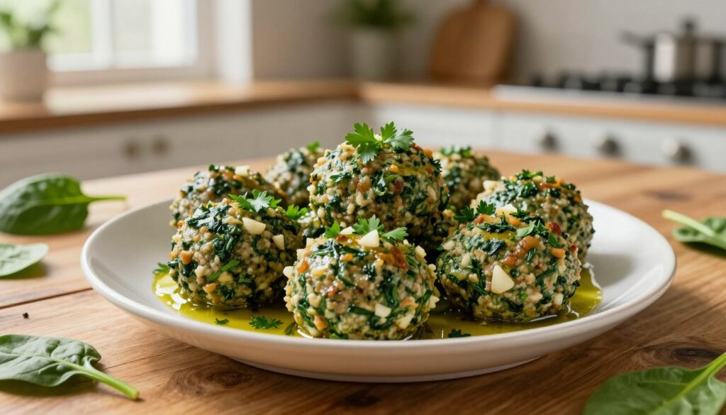 Spinach garlic meatballs