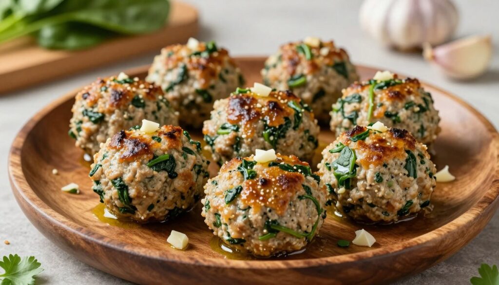 delicious spinach garlic meatballs
