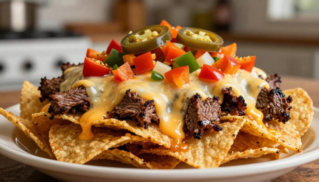easy philly cheesesteak nachos