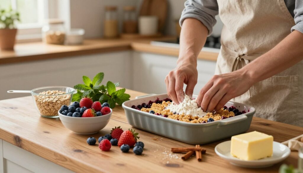 Berry Crumble topping preparation Berry Crumble topping preparation