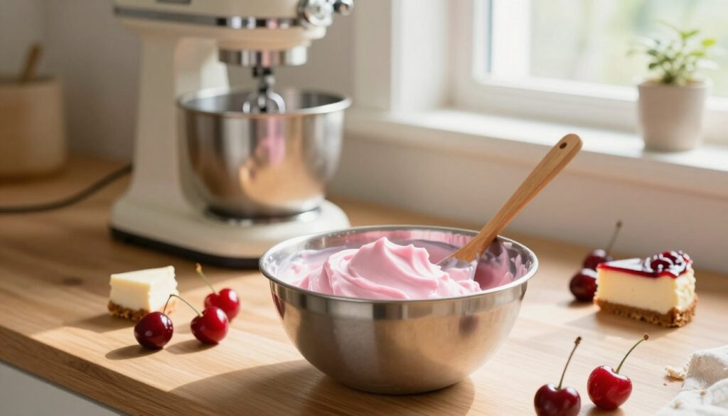 Cherry Cheesecake Frozen Yogurt Preparation