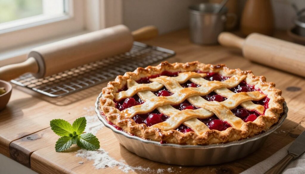 Cooling cherry pie dessert