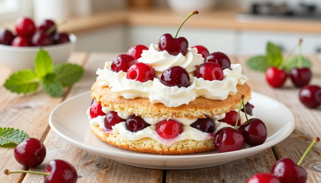 Fresh Cherry Shortcake with whipped cream and cherries Fresh Cherry Shortcake with whipped cream and cherries