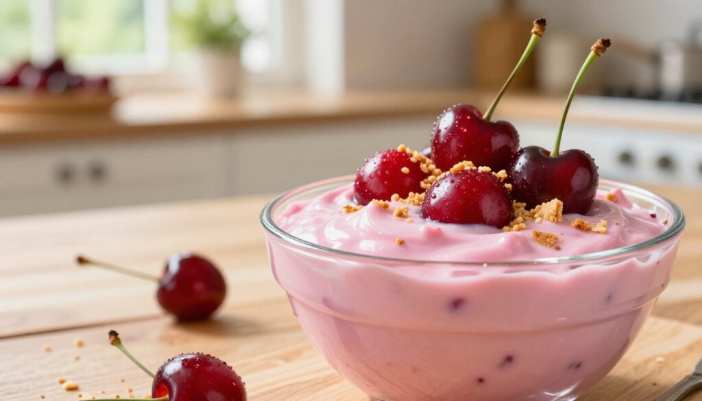 Refreshing summer dessert with cherry yogurt