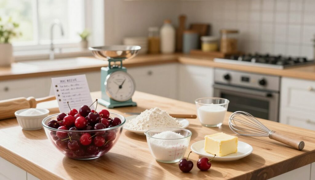 baking cherry cake preparation