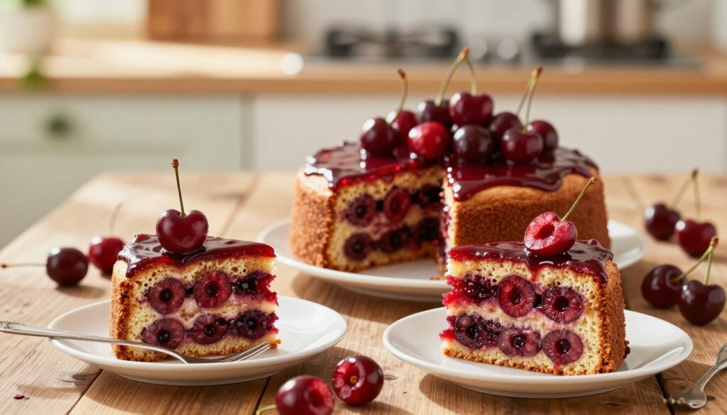 cherry cake with fresh cherries cherry cake with fresh cherries