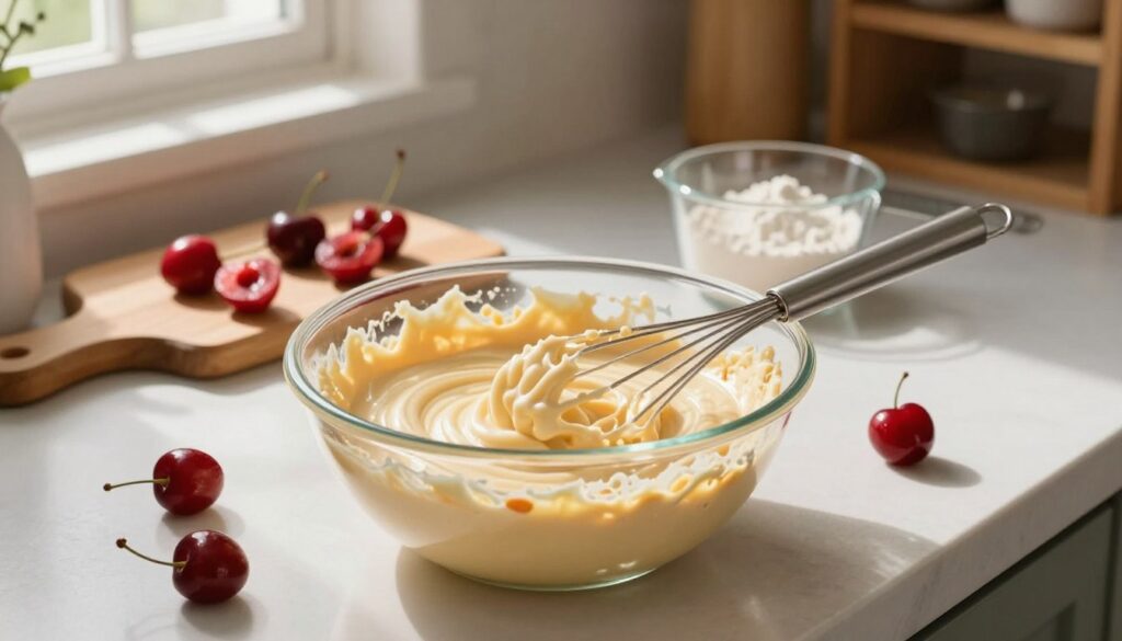 classic cherry clafouti batter preparation classic cherry clafouti batter preparation