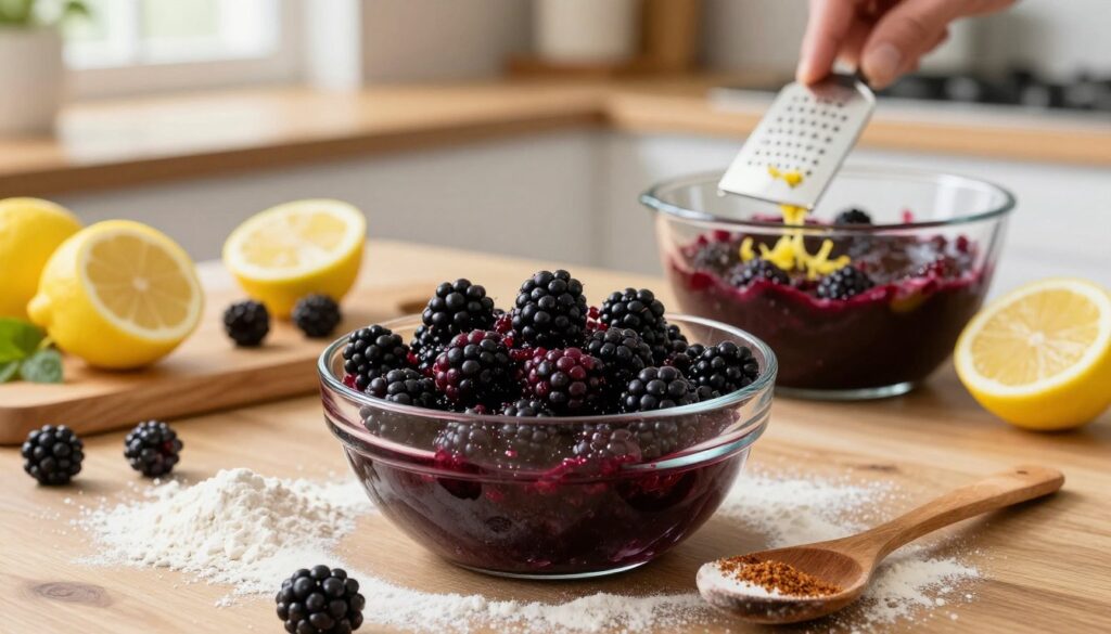 fresh blackberry cobbler filling preparation