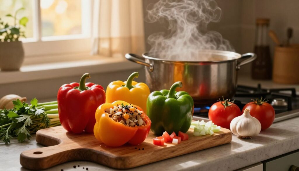 homemade comfort ingredients for stuffed pepper soup