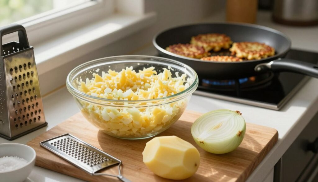 Jewish potato pancakes preparation Jewish potato pancakes preparation