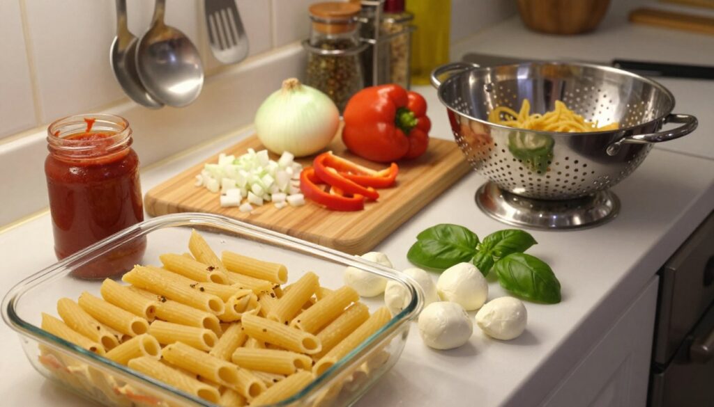 quick baked ziti ingredients and equipment